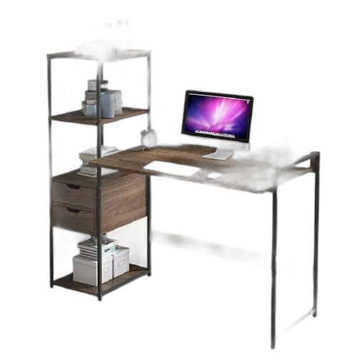 Table de bureau table d'études avec étagères de rangement et tiroirs