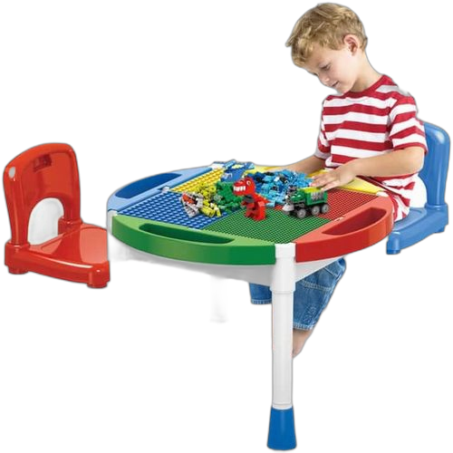 Table de jeu de construction multifonctionnelle 3 en 1 avec deux chaises pour enfants