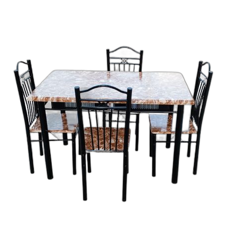 Table à manger en bois marbré très luxe avec 4 chaises