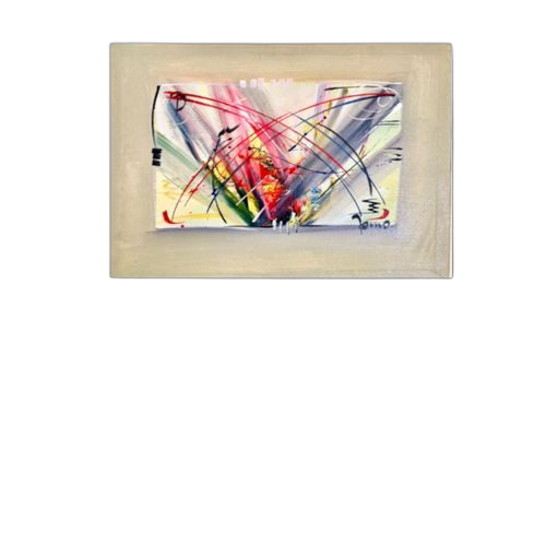 Tableau abstrait multicolore 70 x 50 cm