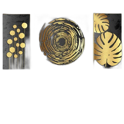 Tableau abstrait noir doré 160 x 80 cm pvc