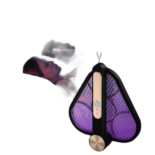 Tapette de moustique électrique pliante rechargeable de sécurité triangulaire 2 en 1 noir