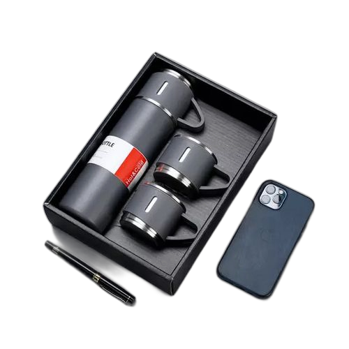 Thermos isothermes 2023 écologique 500 mlavec 3 couvercles gris