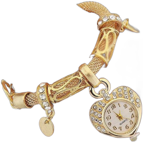 Unbrand montre bracelet coeur diamantacier inoxydable plaque or