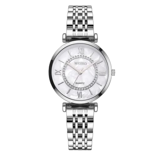 Unbrand montre bracelet diamant en acier inoxydable quartz argent