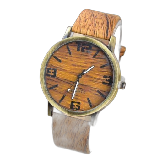 Unbrand montre quartz effet bois unisexe marron nouvelle mod