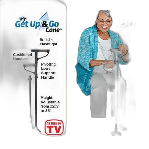 White label canne get up & go pliable réglages de la hauteur deuxième poignée canne de marche pratique