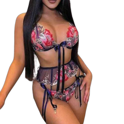 White label ensemble slip et soutienmulticolore avec bande combi
