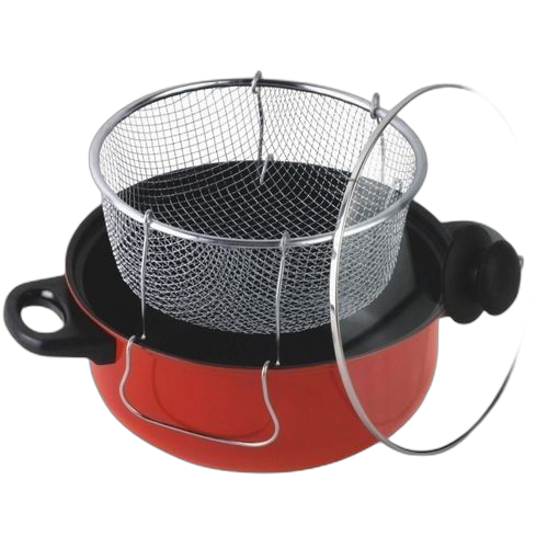 White label friteuse manuelle avec couvercle 28 cm rouge