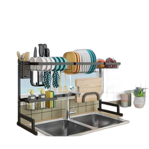 White label égouttoir à vaisselle au dessus de l'évier en acier inoxydable noir 95 cm