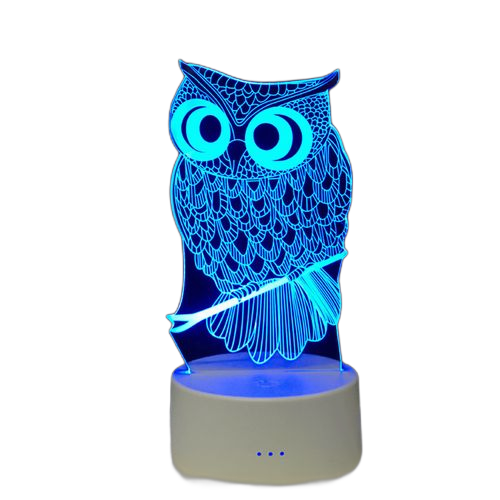 White label lampe led 3d chouette 7 couleurs