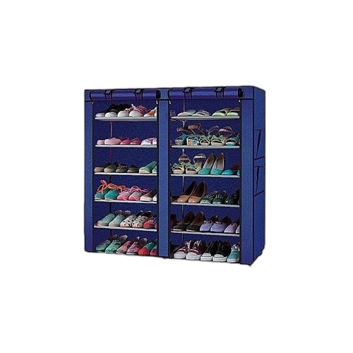 White label range chaussures double cabine 12 étagères bleu