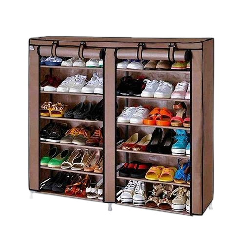 White label range chaussures double cabine 12 étagères marron