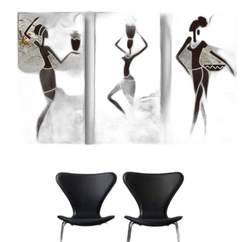 White label tableau 3 femmes noires 40 x 80 cm x 3 pieces