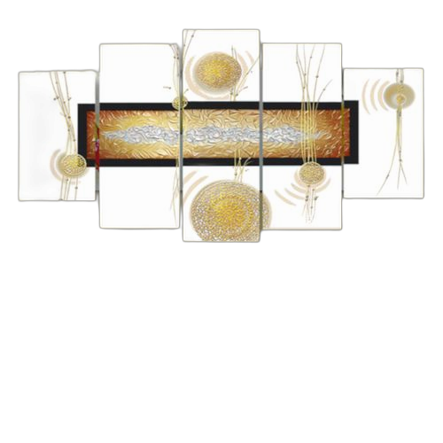 White label tableau 5 pièces blanc doré