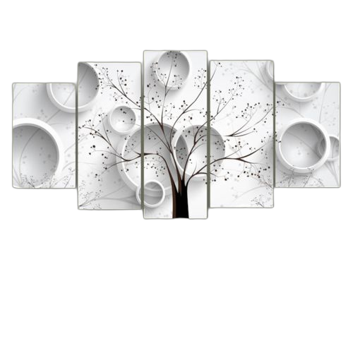 White label tableau 5 pièces blanc noir
