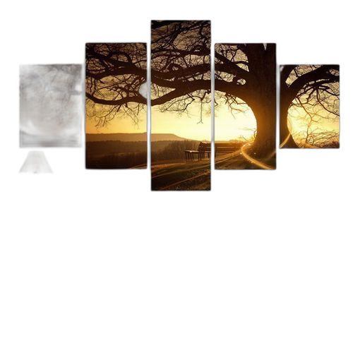 White label tableau arbre marron 5 pièces
