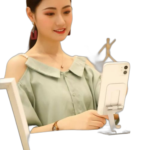 White support télescopique pour téléphone portable ajustable & réglable blanc