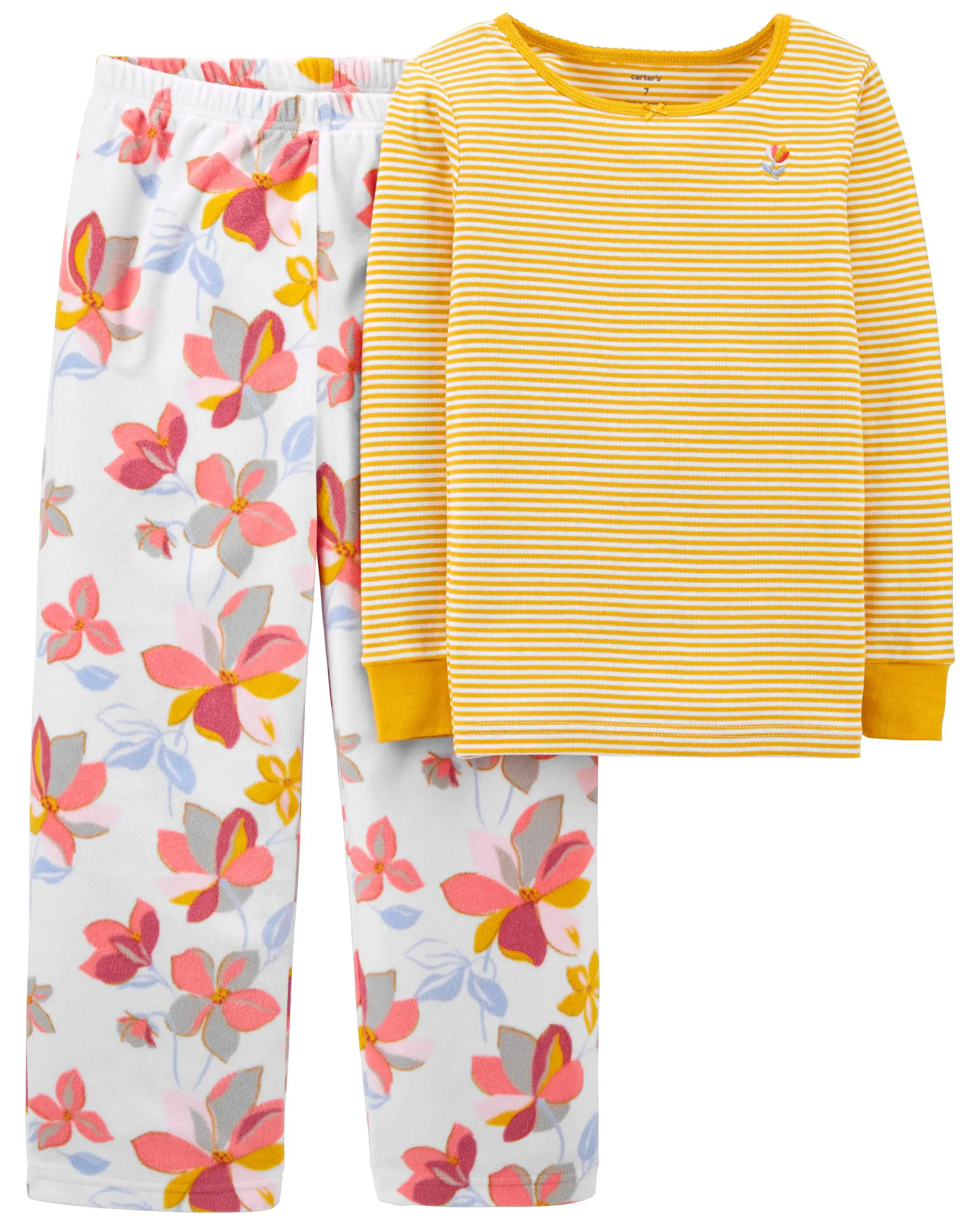 Pyjama 2 pieces en coton polaire fleurs jaune_1328. DIAYTAR SENEGAL - L'Art de Vivre l'Élégance Accessible. Parcourez notre gamme variée et choisissez des produits qui ajoutent une touche de sophistication à votre style.