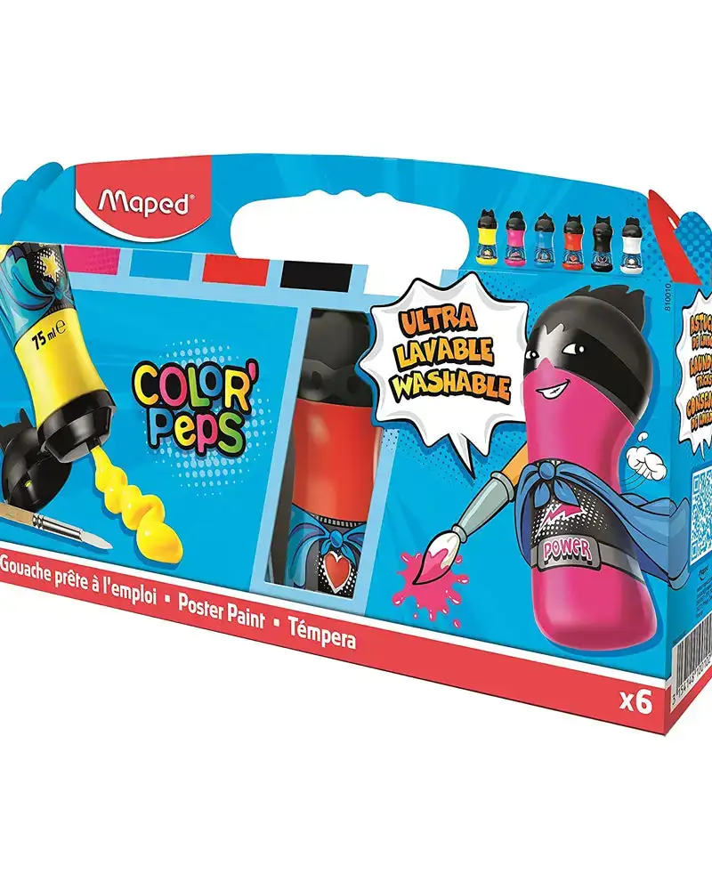 Maped gouaches color peps boite de 6 flacons 75ml_2289. DIAYTAR SENEGAL - Votre Destination Shopping Authentique. Explorez notre boutique en ligne et découvrez des trésors qui reflètent l'âme du Sénégal, pour une expérience shopping unique.