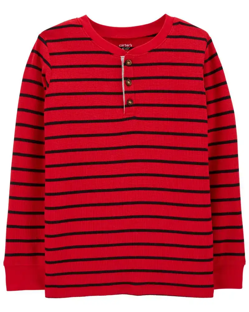 T shirt henley thermique raye rouge_1328. Bienvenue sur DIAYTAR SENEGAL - Où Chaque Article a son Histoire. Découvrez notre sélection méticuleuse de produits qui racontent l'authenticité et la beauté du Sénégal.