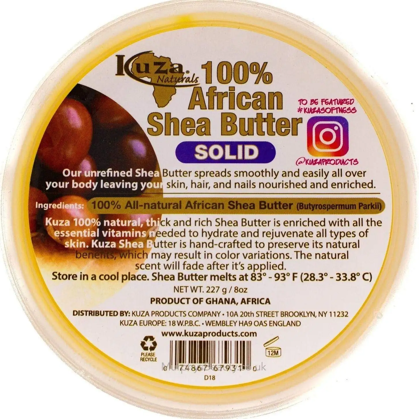 Kuza 100 beurre de karite africain solide 8oz_1209. DIAYTAR SENEGAL - L'Art de Vivre l'Excellence au Quotidien. Explorez notre gamme et choisissez des produits qui ajoutent une note de prestige à votre vie.