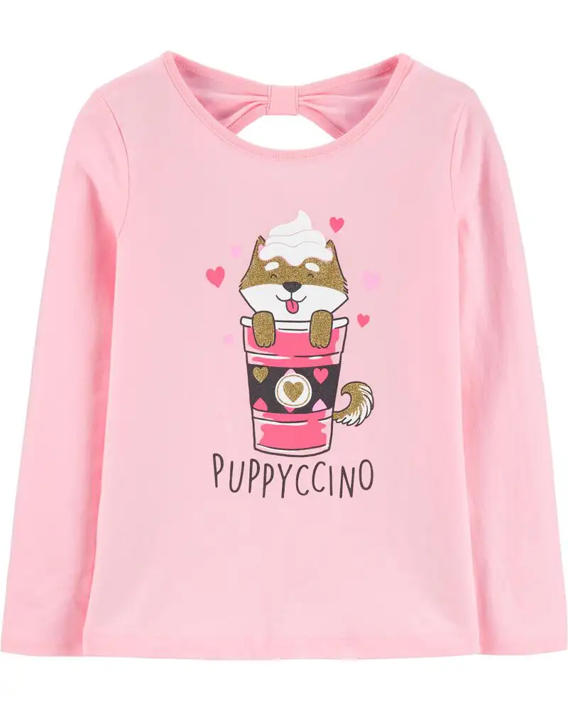 Puppyccino bow back tee_3672. DIAYTAR SENEGAL - Votre Passage vers l'Éclat et la Beauté. Explorez notre boutique en ligne et trouvez des produits qui subliment votre apparence et votre espace.