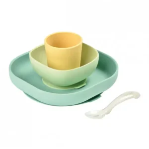 set repas en silicone béaba 4 pièces - jaune - default title. Boutique de cosmétiques au Sénégal