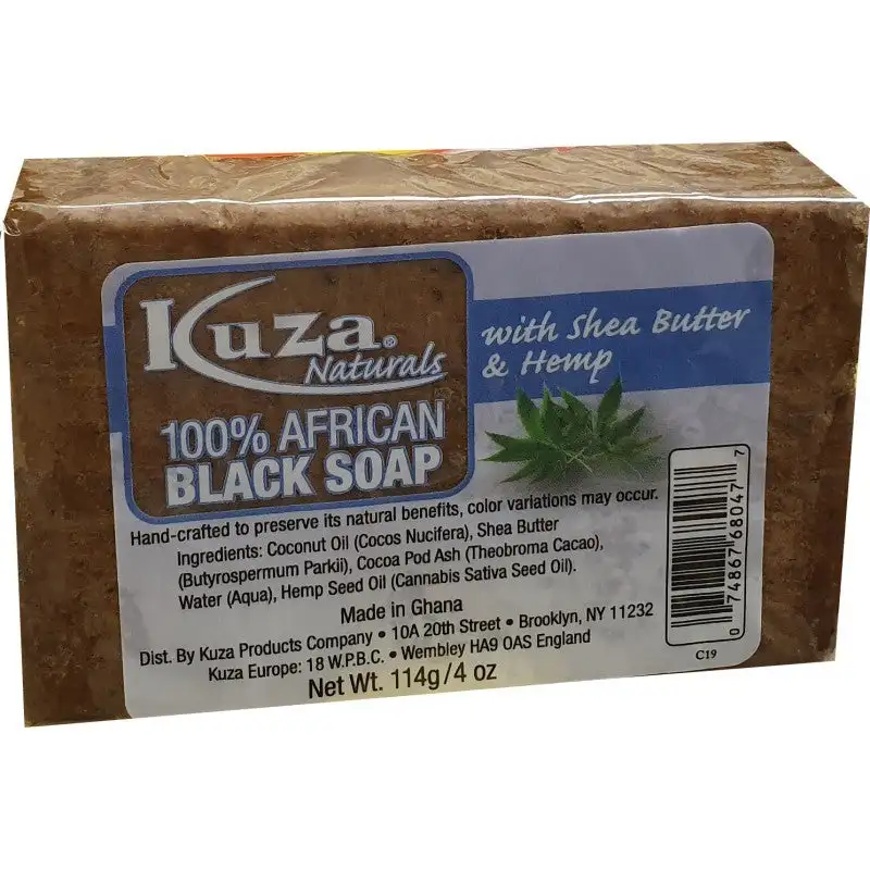 Kuza naturals savon noir 100 africain avec beurre de karite et chanvre 4oz_5993. DIAYTAR SENEGAL - Où Choisir est un Acte d'Amour pour le Sénégal. Explorez notre boutique en ligne et choisissez des articles qui célèbrent la culture et l'artisanat du pays.
