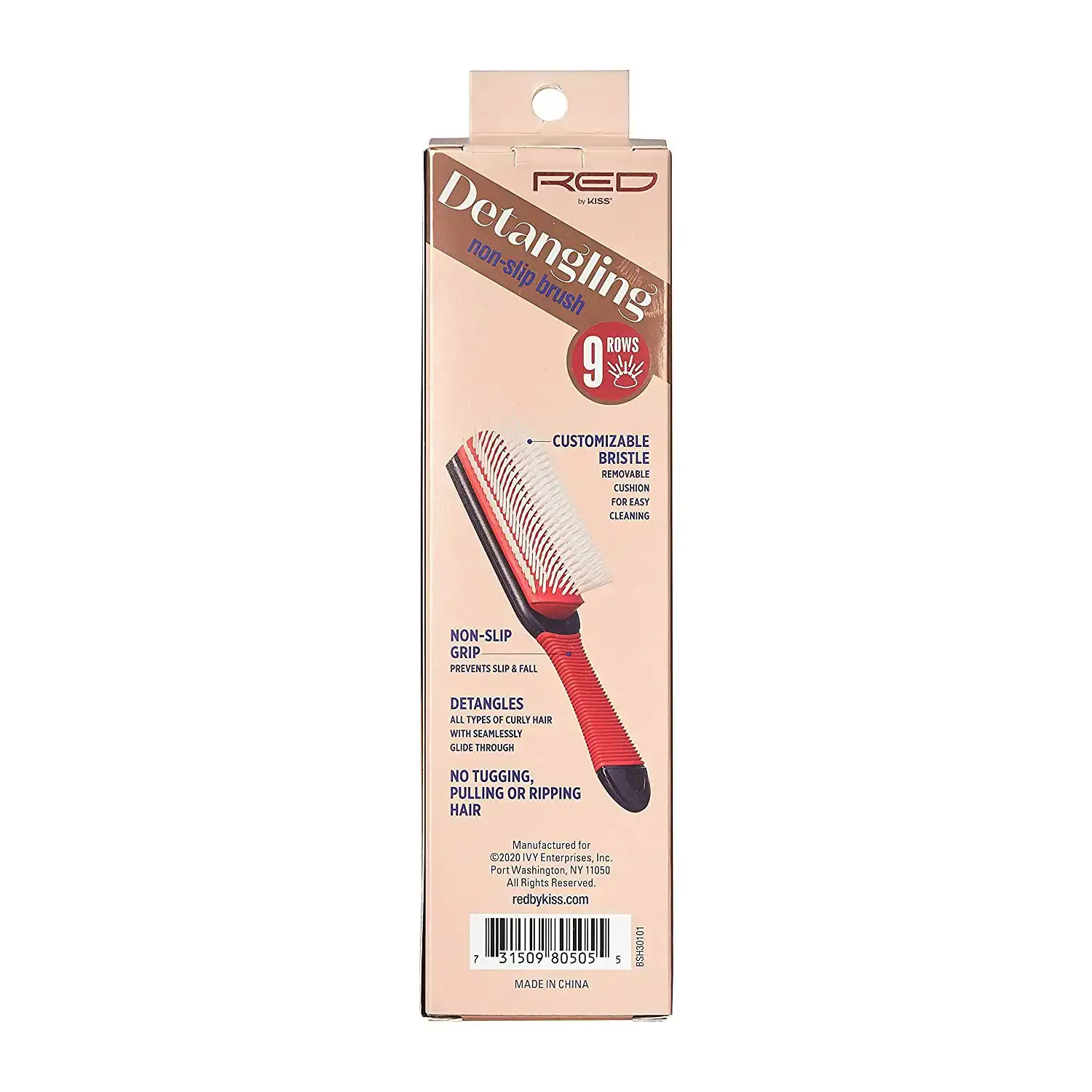 Red by Kiss Professional Brosse démêlante antidérapante à 9 rangées #BSH30. Boutique de cosmétiques au Sénégal