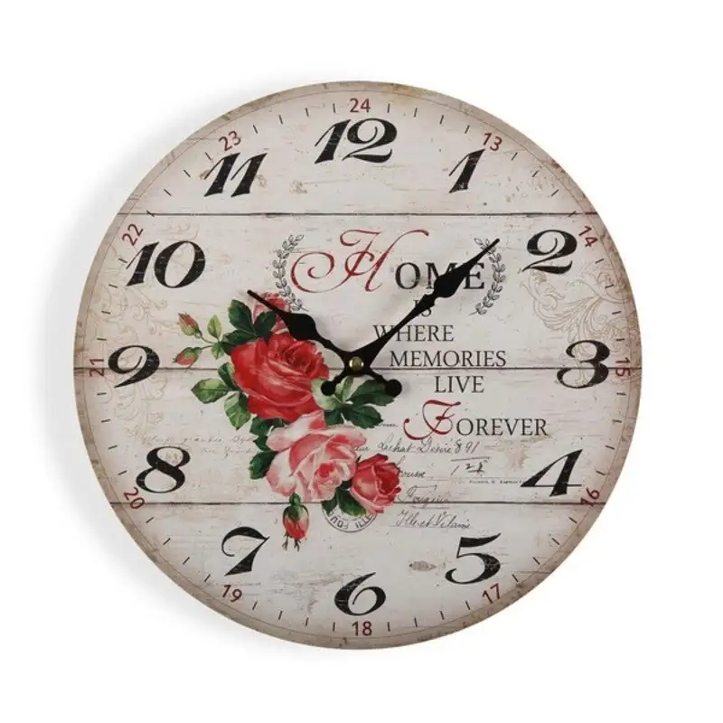 Horloge murale fleurs bois metal o 29 cm_8723. DIAYTAR SENEGAL - Où Chaque Sélection est une Victoire. Découvrez notre boutique en ligne et trouvez des articles qui vous rendent la vie plus belle, un choix à la fois.