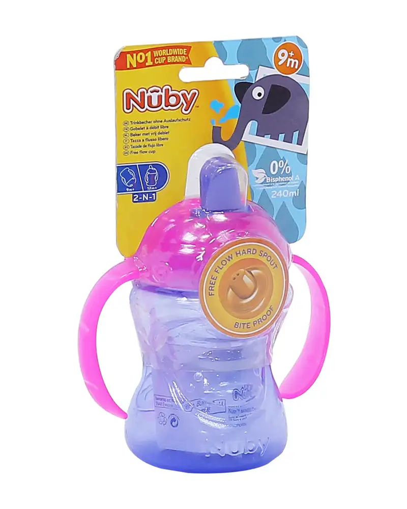 Gourde a bec nuby free flow 2n1 240ml 9m mauve_7037. DIAYTAR SENEGAL - Votre Destination Shopping Incontournable. Parcourez nos rayons virtuels et trouvez des articles qui répondent à tous vos besoins, du quotidien à l'exceptionnel.