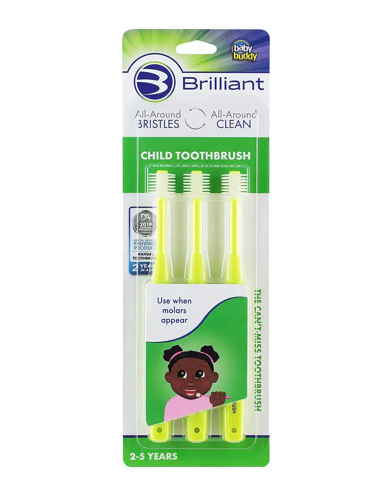 Brosse a dents brilliant 3 pack jaune 2 5ans_4782. DIAYTAR SENEGAL - L'Art de Vivre en Couleurs. Découvrez notre boutique en ligne et trouvez des produits qui ajoutent une palette vibrante à votre quotidien.