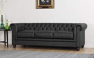 Canapé chesterfield 3 places en cuir noir. Recherchez-vous des produits de qualité sans vous ruiner ? DIAYTAR SENEGAL  est là pour vous ! Notre boutique en ligne propose une large gamme de produits discount, de la maison à l'électroménager en passant par l'informatique, la mode et les gadgets. Faites des économies avec nous !