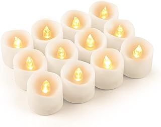 12 lumières led sans flamme à piles bougies chauffe-plat jaune