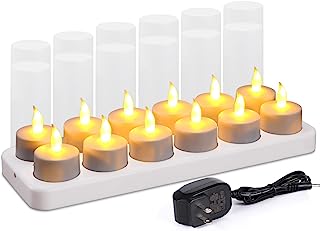 Bougies Chauffe-Plat, Paquet de 24 Bougies LED Sans Flamme à Piles