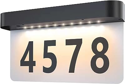 Lumière solaire de numéro de plaque de porte, numéros de porte