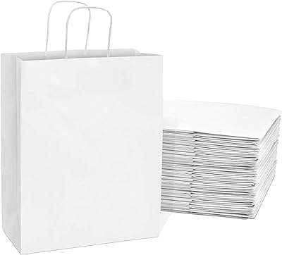 Sacs en papier blanc avec poignées 33 x 26 12 cm. DIAYTAR SENEGAL  vous ouvre les portes d'un univers de bonnes affaires. Découvrez notre large gamme de produits discount, allant des indispensables de la maison aux dernières tendances mode, en passant par les gadgets innovants. Profitez d'offres exceptionnelles et de prix imbattables pour des achats malins et éclairés.