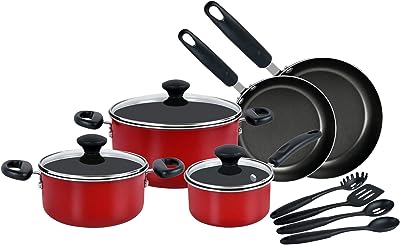 Batterie de cuisine prestige 12 pièces rouge. DIAYTAR SENEGAL  - Votre destination en ligne pour des affaires incroyables. Rendez-vous sur notre site et découvrez un choix sensationnel de produits discount, qu'il s'agisse de l'électroménager indispensable, de l'informatique à la pointe ou des dernières tendances en matière de mode.