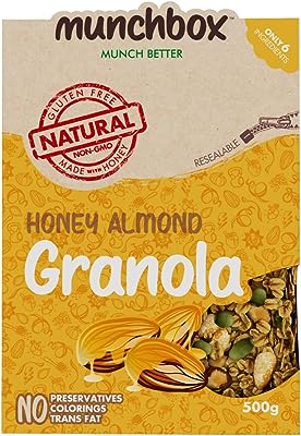 Munch box granola miel & amandes 500 g (pack de 1). Découvrez DIAYTAR SENEGAL, la référence en matière d'achat malin en ligne, vous proposant une large gamme de produits allant de la mode aux articles informatiques, avec des réductions exceptionnelles.