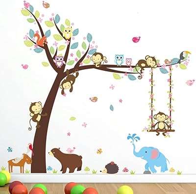 Autocollant mural animaux de la jungle singe hibou arbre pour salon. DIAYTAR SENEGAL, votre boutique en ligne de confiance pour tous vos besoins en produits discount. Parcourez notre sélection minutieusement choisie pour trouver des articles de qualité pour la maison, l'électroménager, l'informatique, la mode et les gadgets, le tout à des prix avantageux. Simplifiez vos achats en ligne avec DIAYTAR SENEGAL  et réalisez des économies dès maintenant.