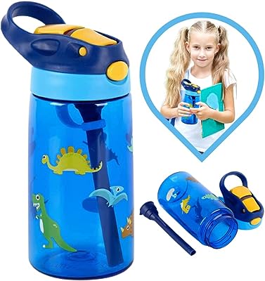 Bouteille d'eau pour enfants 14oz  en plastique anti-fuite sans bpa avec  paille - DIAYTAR SÉNÉGAL