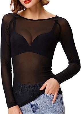 Haut basique transparent à manches longues en maille pour femme. À la recherche de produits discount de qualité ? Ne cherchez plus ! DIAYTAR SENEGAL  vous propose une sélection variée d'articles pour la maison, l'électroménager, l'informatique et la mode à des prix imbattables. N'hésitez plus et faites des économies en optant pour nos offres attractives !