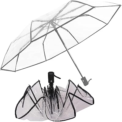 Parapluie pliant portable pluie voiture ouvert transparent dôme de