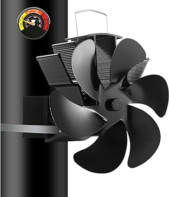 Ventilateur de poêle à bois ventilateur de cheminée canalisé avec  thermomètre magnétique 6 pales sur cheminée - DIAYTAR SÉNÉGAL