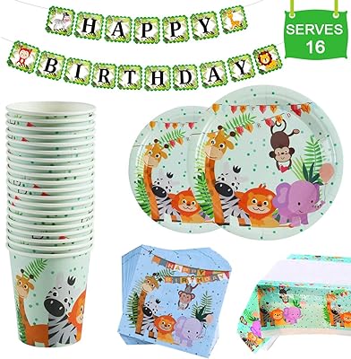 Fournitures de fête d'anniversaire animaux safari 16 assiettes serviettes tasses. DIAYTAR SENEGAL, votre partenaire de shopping discount en ligne, regroupe une large gamme de produits à prix cassés pour tous les amateurs de bonnes affaires. Faites des économies sur vos achats de la maison à l'électroménager, de l'informatique à la mode, grâce à DIAYTAR SENEGAL !