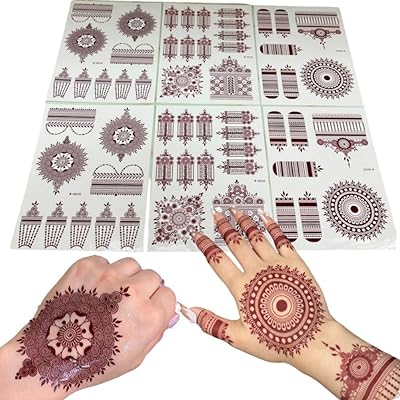 Autocollants au henné 6 feuilles autocollants mehndi de conception arabe pour les deux. DIAYTAR SENEGAL, votre destination incontournable pour des produits discount de qualité. Que vous recherchiez des articles pour la maison, l'électroménager, l'informatique, la mode ou les gadgets, notre boutique en ligne saura répondre à tous vos besoins sans vous ruiner !