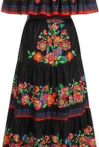 Robe mexicaine d'été pour femmes imprimé floral imitation tenue traditionnelle épaules de ́nudées. DIAYTAR SENEGAL  : votre partenaire idéal pour des achats en ligne abordables et variés. Parcourez notre large sélection de produits discount, des appareils électroménagers aux vêtements et accessoires de mode, en passant par les gadgets dernier cri. Faites des économies sans compromettre la qualité grâce à DIAYTAR SENEGAL  !
