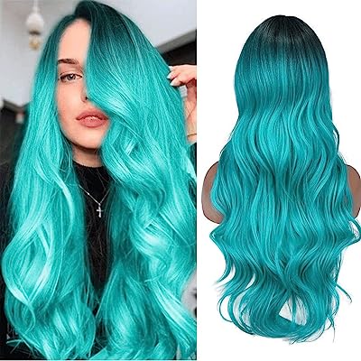 Perruque vert bleuâtre ombré perruque longue ondulée avec partie latérale cheveux. Recherchez-vous des produits de qualité sans vous ruiner ? DIAYTAR SENEGAL  est là pour vous ! Notre boutique en ligne propose une large gamme de produits discount, de la maison à l'électroménager en passant par l'informatique, la mode et les gadgets. Faites des économies avec nous !