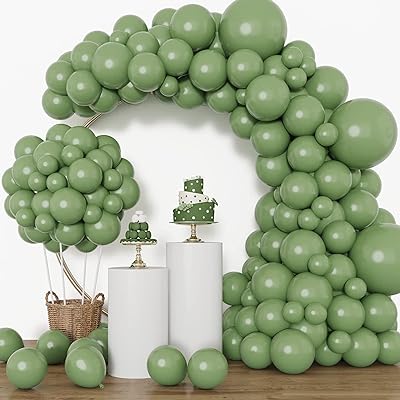 129 pièces tailles mixtes 18 12 10 5″ballons vert sauge pour guirlande -  DIAYTAR SÉNÉGAL